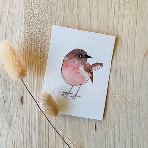 Handgemaltes Mini Aquarellbild Vogel