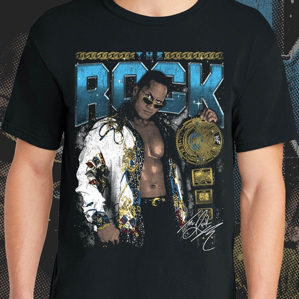 The Rock Vintage Wrestling Shirt, Vintage Wrestling Shirt, 90s Style Bootleg Shirt, Wrestling Shirt