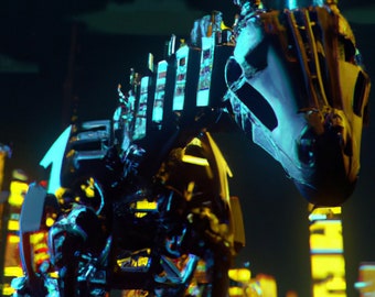 Girafa Robótica Cyberpunk - Arte Digital