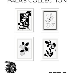 Neutral Boho Monochrom Schwarz Weiß Abstrakt Floral Botanische Moderne Designer Wand Kunst Collage Poster Postkarten Set |  SET D