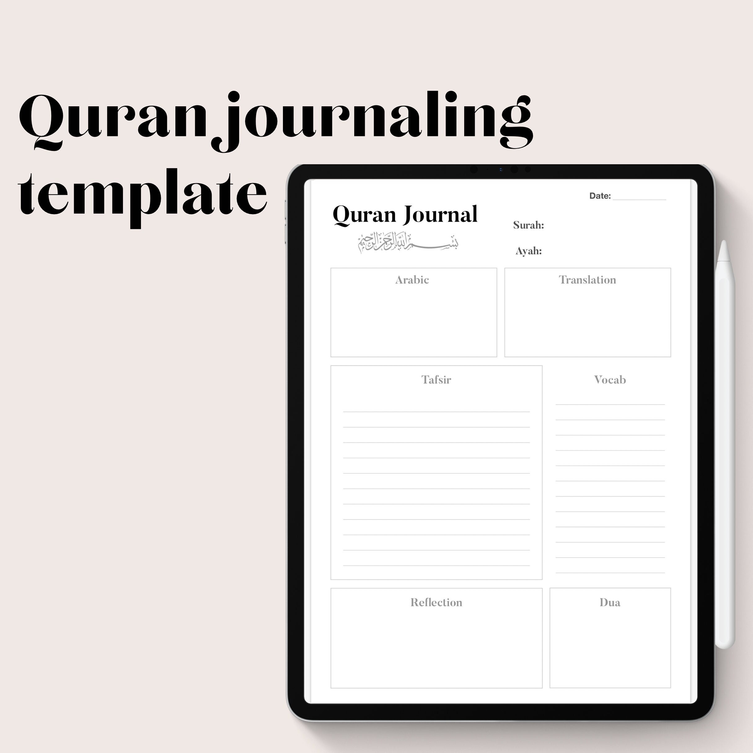 Quran Journalling Template for Digital Download or Printable Mon Quran Journalling Template for Digital Download or Printable Mon