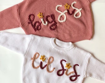 Hand Embroidered Big/Little Sister/Brother and Best Buds Sweater