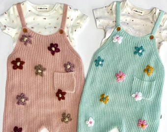 Hand Embroidered Baby Overalls Set