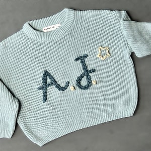 Personalized Hand Embroidered Baby Crewneck Sweater 9-12 month sizes image 5
