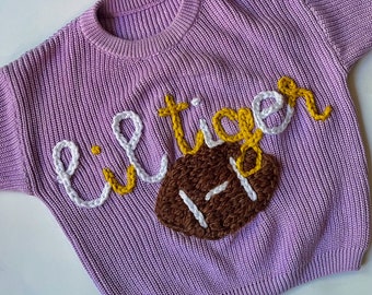 Hand Embroidered Sports Baby and Toddler Sweater