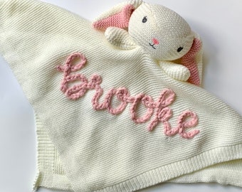 Personalized Hand Embroidered Baby Snuggle Blankie