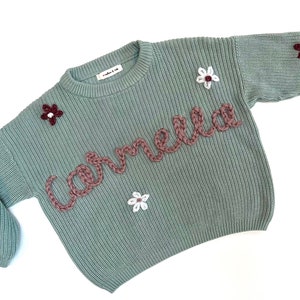 Personalized Hand Embroidered Baby Crewneck Sweater 9-12 month sizes image 6