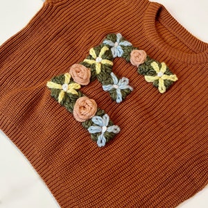 Hand Embroidered Floral Letter Design Sweater Babies & Toddlers image 2