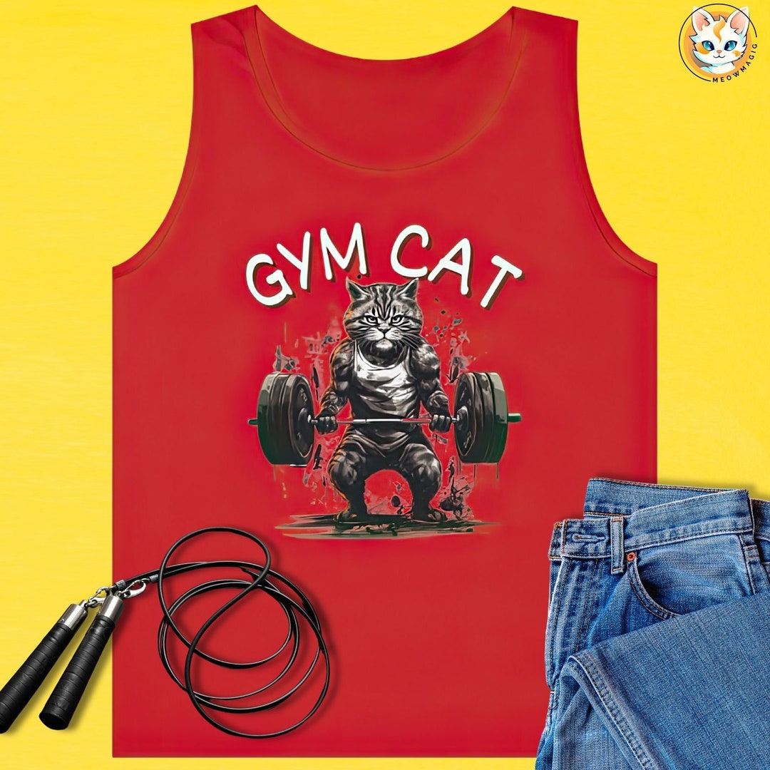 Gym Cat Tank Top, Gym Workout Graphic Tank, Gym Motivational Tank ...