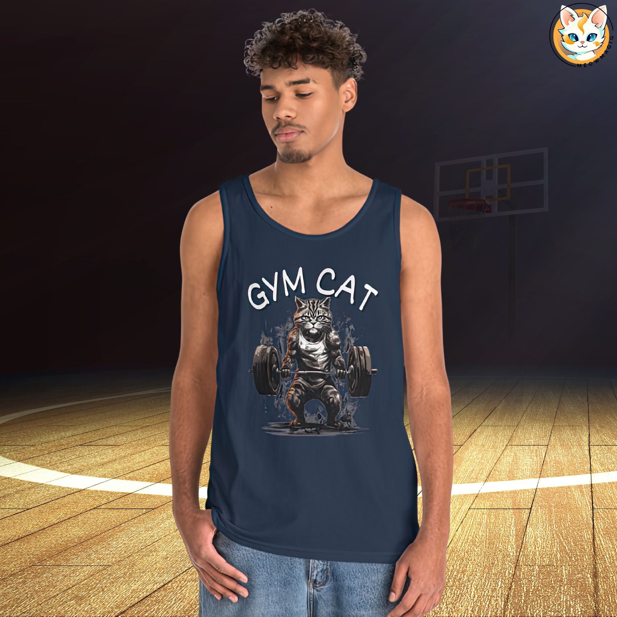 Gym Cat Tank Top, Gym Workout Graphic Tank, Gym Motivational Tank