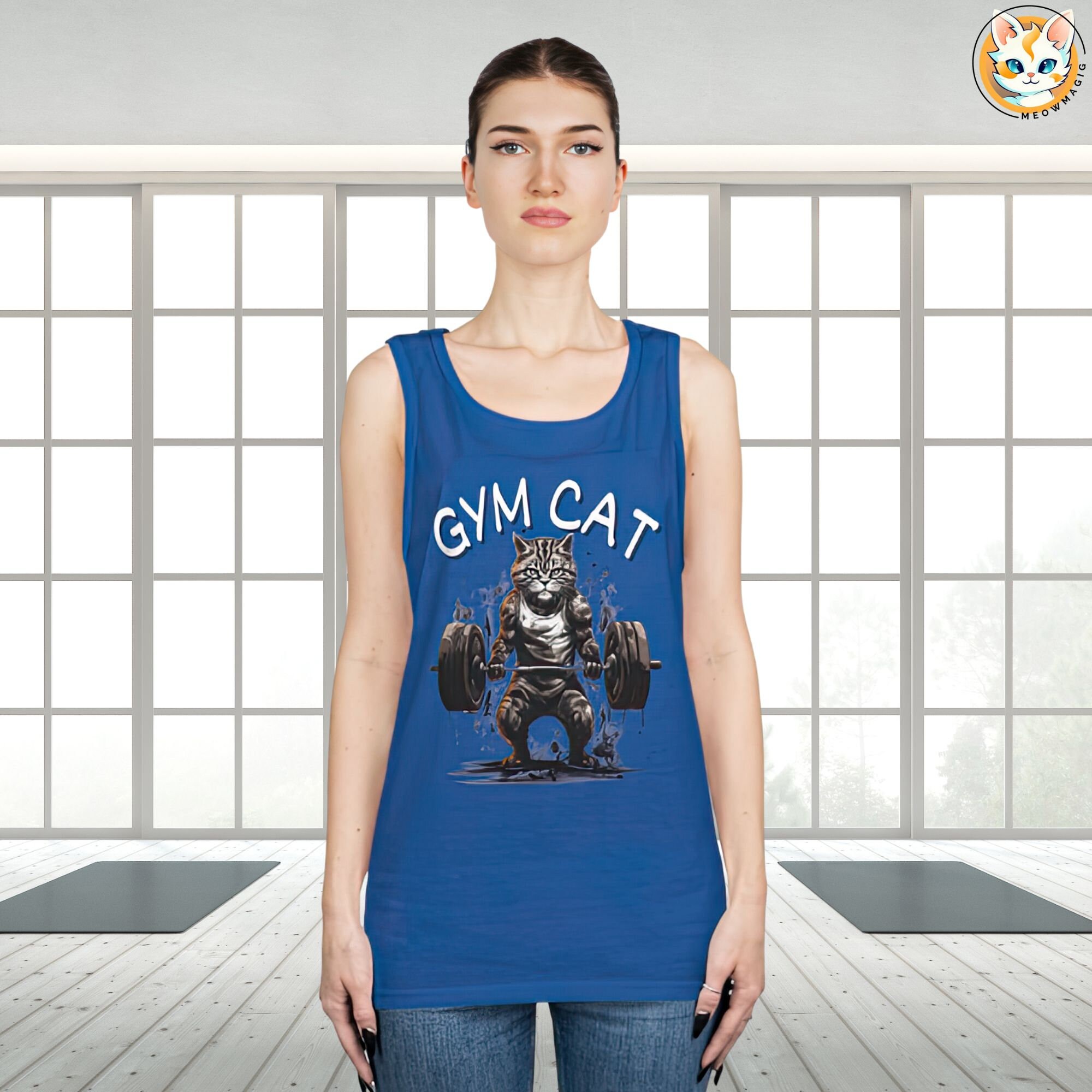 Gym Cat Tank Top, Gym Workout Graphic Tank, Gym Motivational Tank