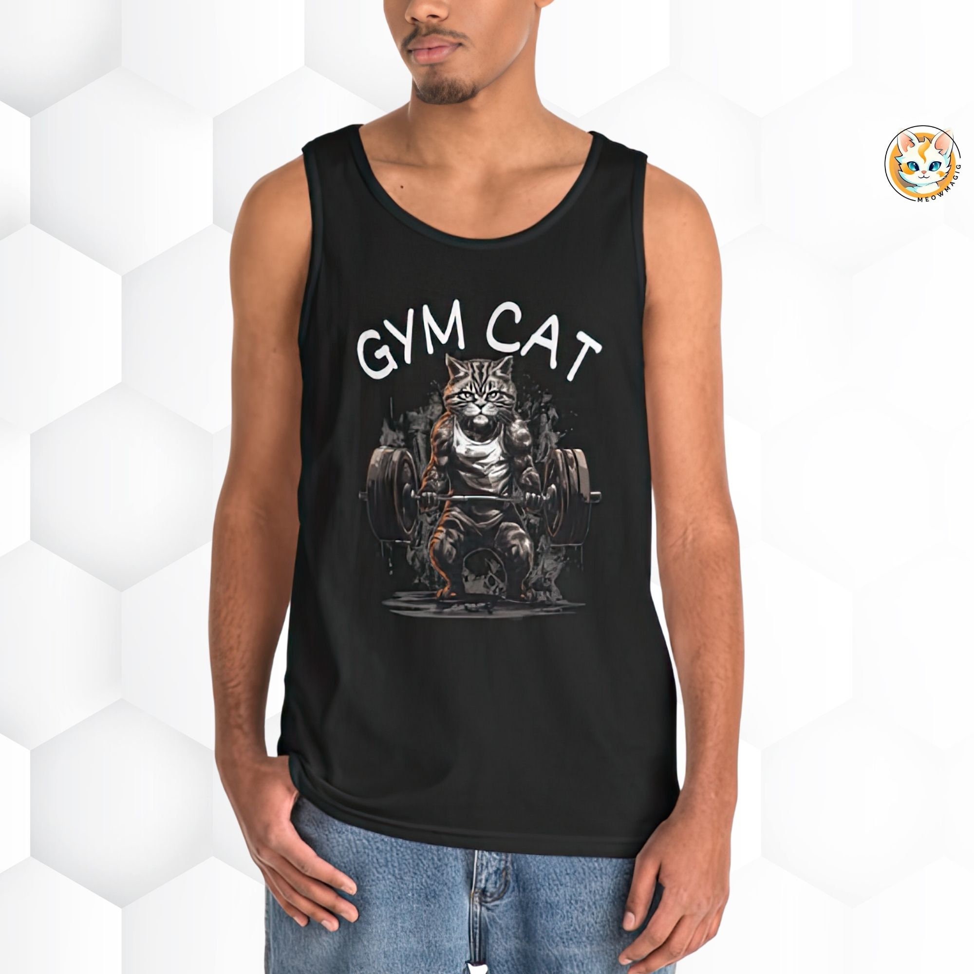 Gym Cat Tank Top, Gym Workout Graphic Tank, Gym Motivational Tank
