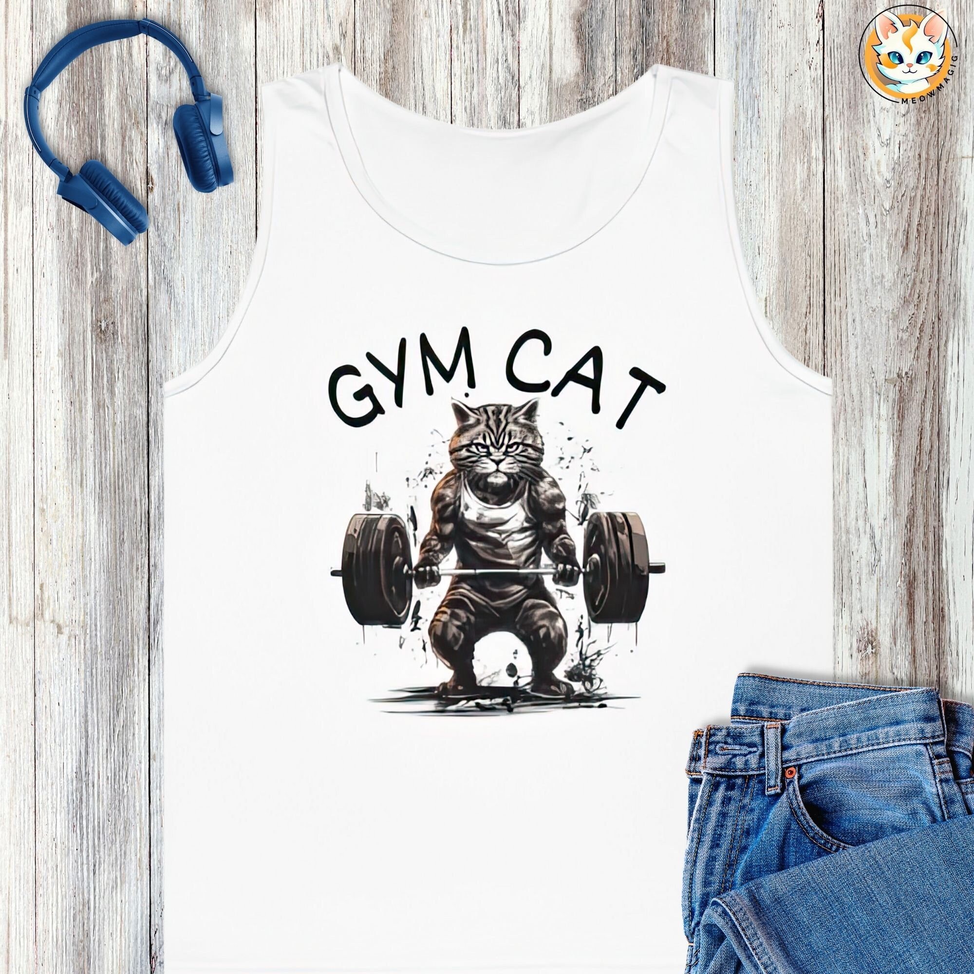 Gym Cat Tank Top, Gym Workout Graphic Tank, Gym Motivational Tank