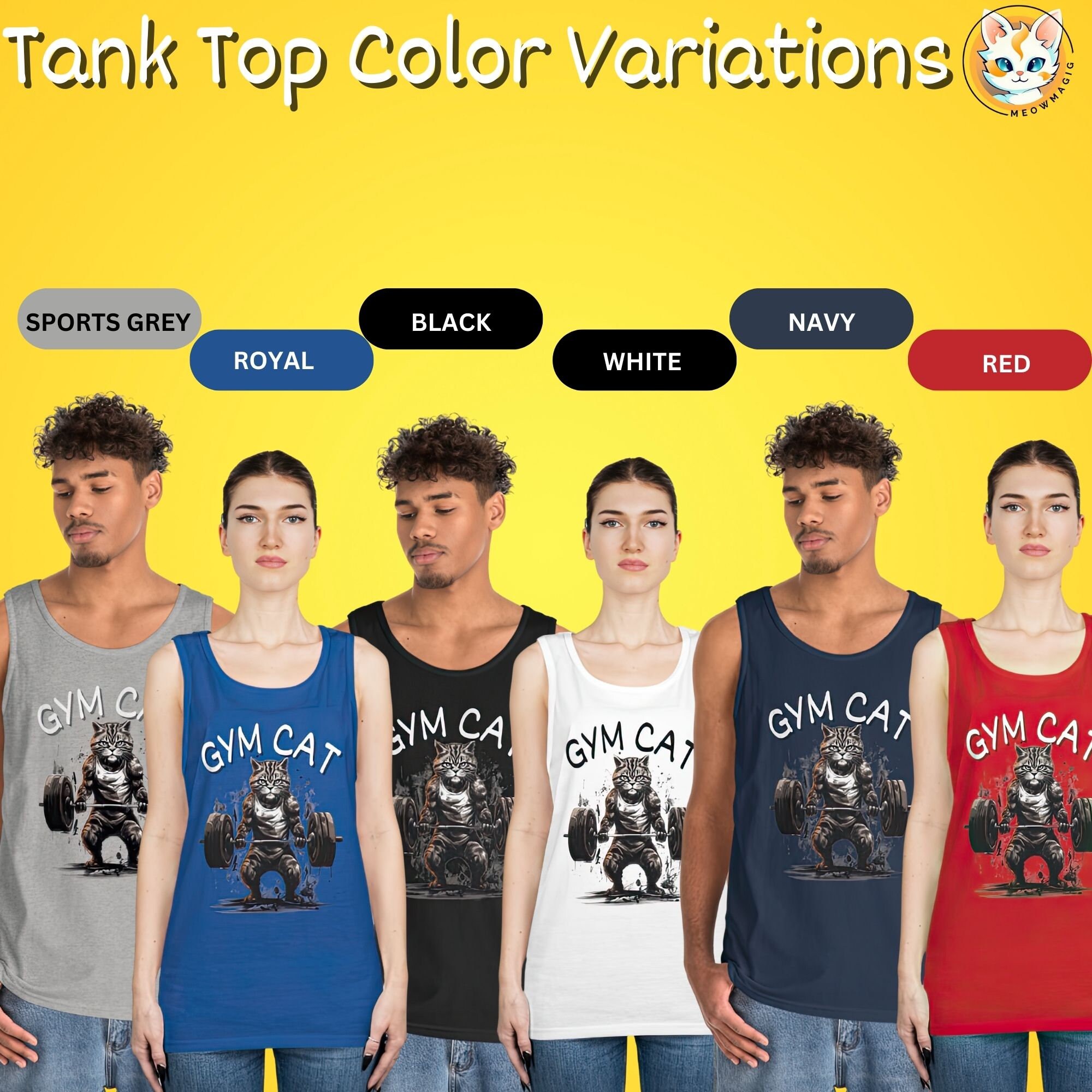 Gym Cat Tank Top, Gym Workout Graphic Tank, Gym Motivational Tank