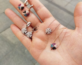 Sterling Silver 925 , Earrings and Necklace Set - Elegant Handcrafted Silver Jewelry Set - Unique Gift Idea - Gift for her