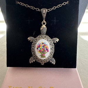 100% Handmade Embroidered Necklace with Cottagecore Copper Chain - Rustic Artistry, Valentine Gift