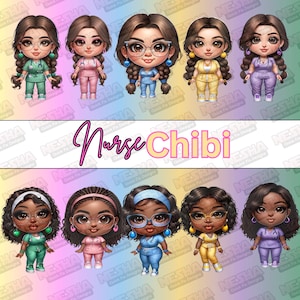 Chibi Nurse Clipart PNG | Medical Sublimation Designs