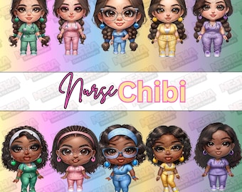 Enfermera Chibi Clipart PNG / Diseños de sublimación médica