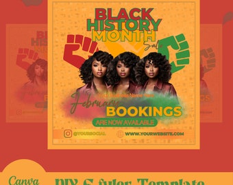 Black History Month-flygblad, BHM-flygblad, Canva-flygblad, rea-flygblad, Instagram-flygblad, mall, gör-det-själv-flygblad, butiksflygblad, bokningsflygblad för februari