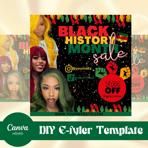 NQFD* Black History Month Flyer, BHM Flyer, Canva Flyer, Sale Flyer, Lash Flyer, Instagram Flyer, Template, DIY Flyer, Boutique Flyer, Nails