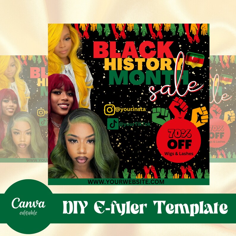 Black History Month-flygblad, BHM-flygblad, Canva-flygblad, Reaflygblad, Fransflygblad, Instagram-flygblad, Mall, DIY-flygblad, Boutique-flygblad, Naglar bild 1