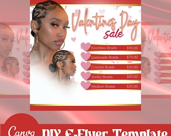 Alla hjärtans dag hårflyer, VDay hårflyer, fransflyer, nagelflyer, hårbokningsflyer, flätor, flätor alla hjärtans dag-reaflyer