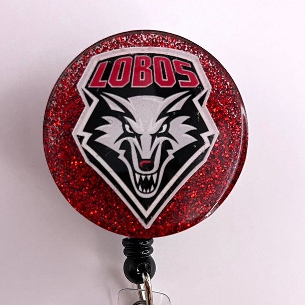 University of New Mexico Badge Holder, Badge Reel, Retractable ID Badge, Nurse Badge, LOBOs, Nurse Gift, Belt or swivel clip, Medical, UNM