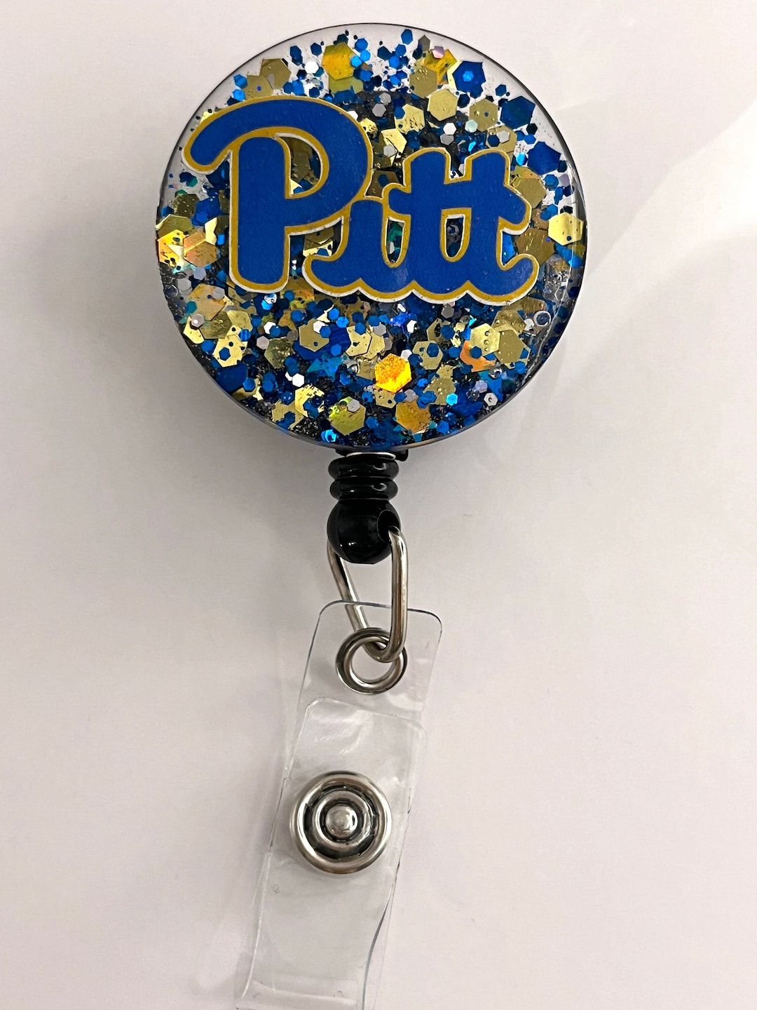 University of Pittsburgh Retractable ID Badge Holder, Badge Reel, Lanyard  Clip, Nurse Badge, Panthers, Nurse Gift, Alligator Clip, Football 