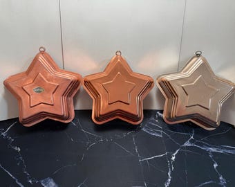 Moule à Gâteau / Jell-O Cuivre Vintage – Forme Étoile 9x8.5x3″ – Déco Murale