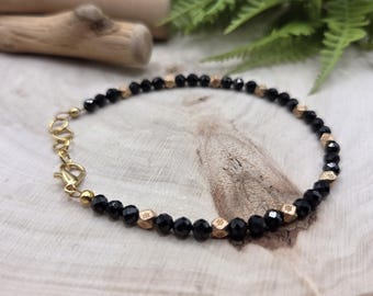 Black Tourmaline Crystal Bracelet: Protective Grounding Energy, Adjustable