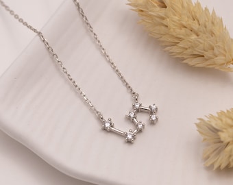 Sterling Silver Zodiac Constellation Necklace, Handmade Astrology Gift