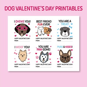Printable Dog and Cat Valentine&#39;s Day Cards, Classroom Valentine&#39;s Day Cards for Kids, Valentine&#39;s Day Gift Tags, Instant Download