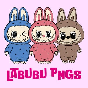 Labubu PNG Digital Download, Cute Labubu Art Pack, Transparent Background, Printable Cartoon Clipart, Digital Stickers for Crafts & Planners