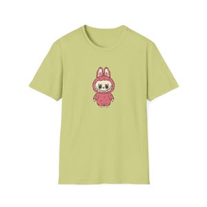 Camiseta inspirada en Labubu, ropa linda de Labubu, camiseta con personaje de dibujos animados, top de estética kawaii, camiseta gráfica suave y acogedora para regalar