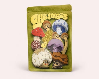 Shroomers Mushroom Enamel Pin Blind Bag • Mystery Pin Drop • Glow in the Dark Ghost Pin • Collectible Fungi Pins • Kawaii Cottagecore Gift