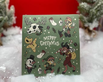 Creepmas Sticker Sheet | Krampus Art, Horror Christmas Stickers, Gothic Holiday Vinyl, Waterproof Vinyl, 7x7.5"