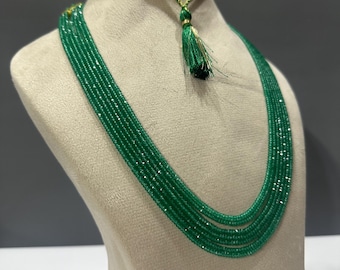 Emerald Green Faceted Rondelle Beads, Natural Stone Necklace, DIY Jewelry Supply