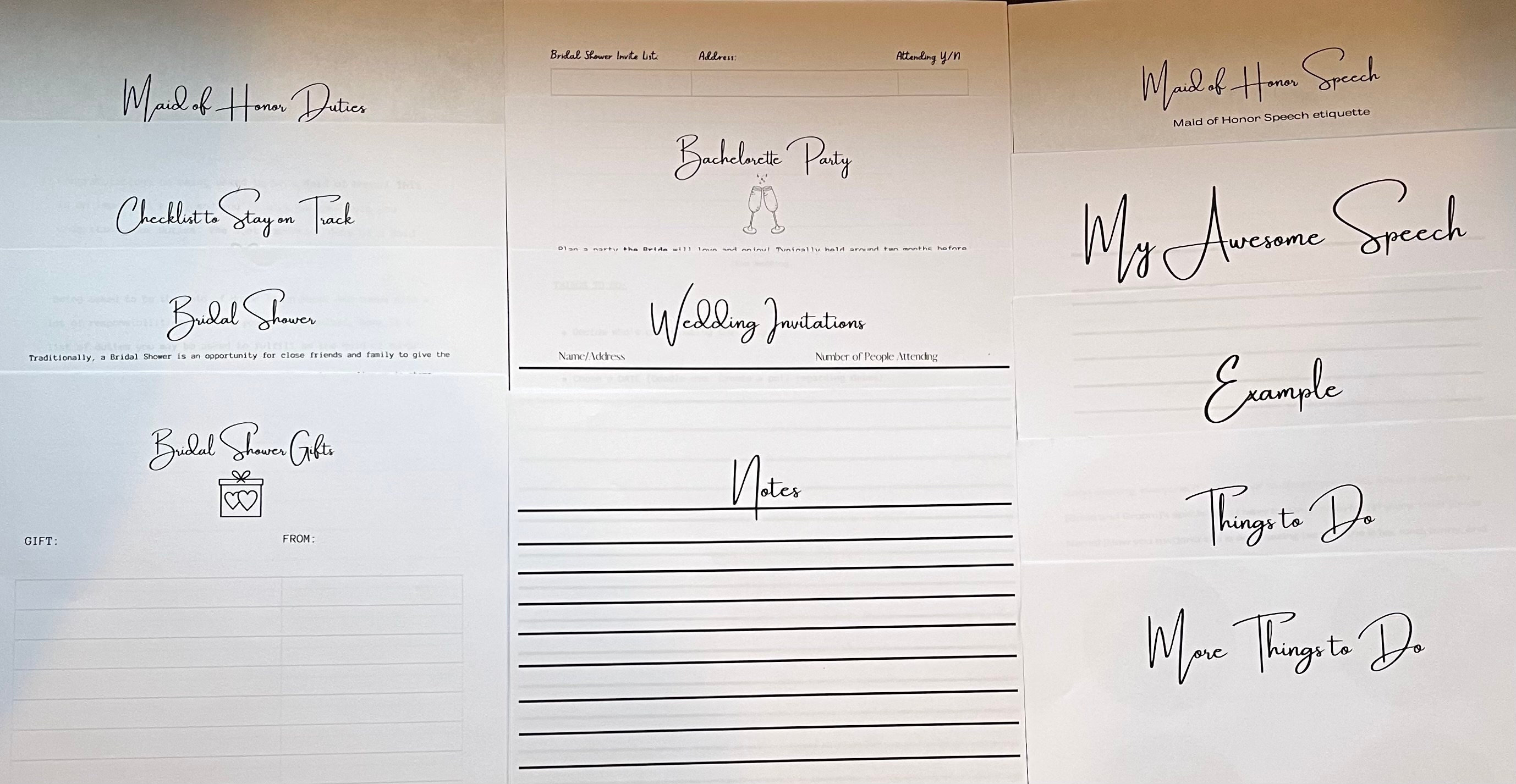 Maid of Honor Printables to Stay Organized for Wedding Printables - Etsy