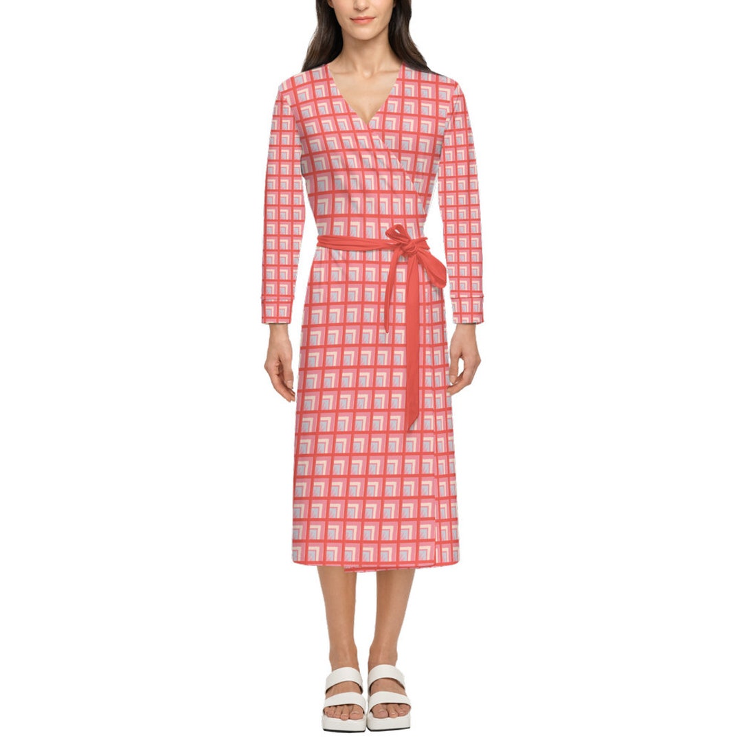 Printed Wrap Style Asymmetric Midi Dress