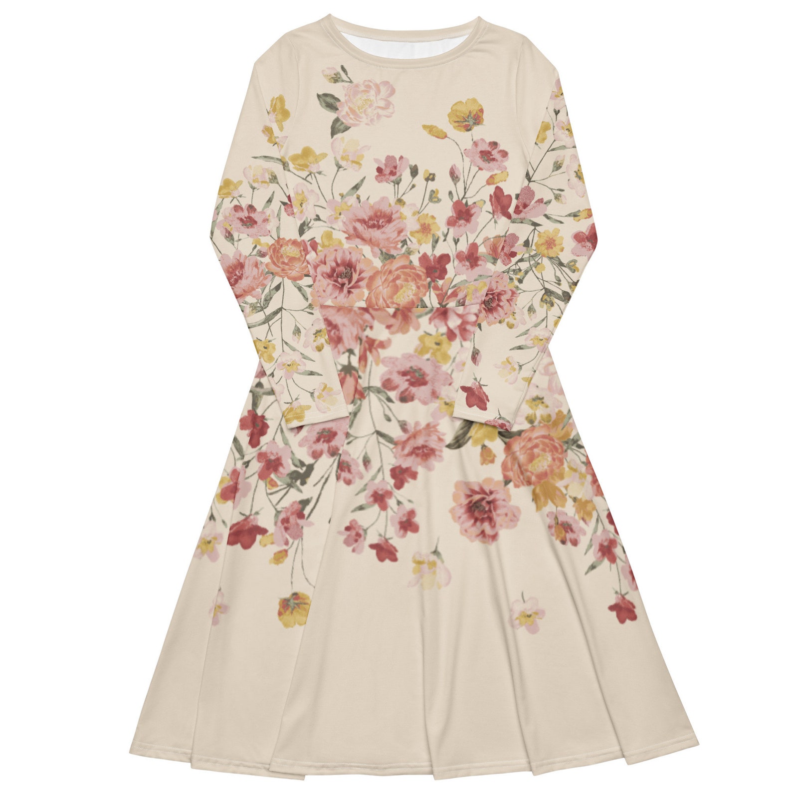 SUN-KISSED FLOWER WOVEN MIDI DRESS
