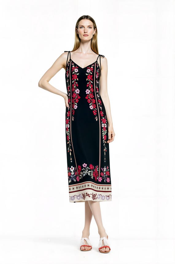 black floral midi slip dress Buy Black/Pink Ruffle Midi Slip Summer Dress from Next USA