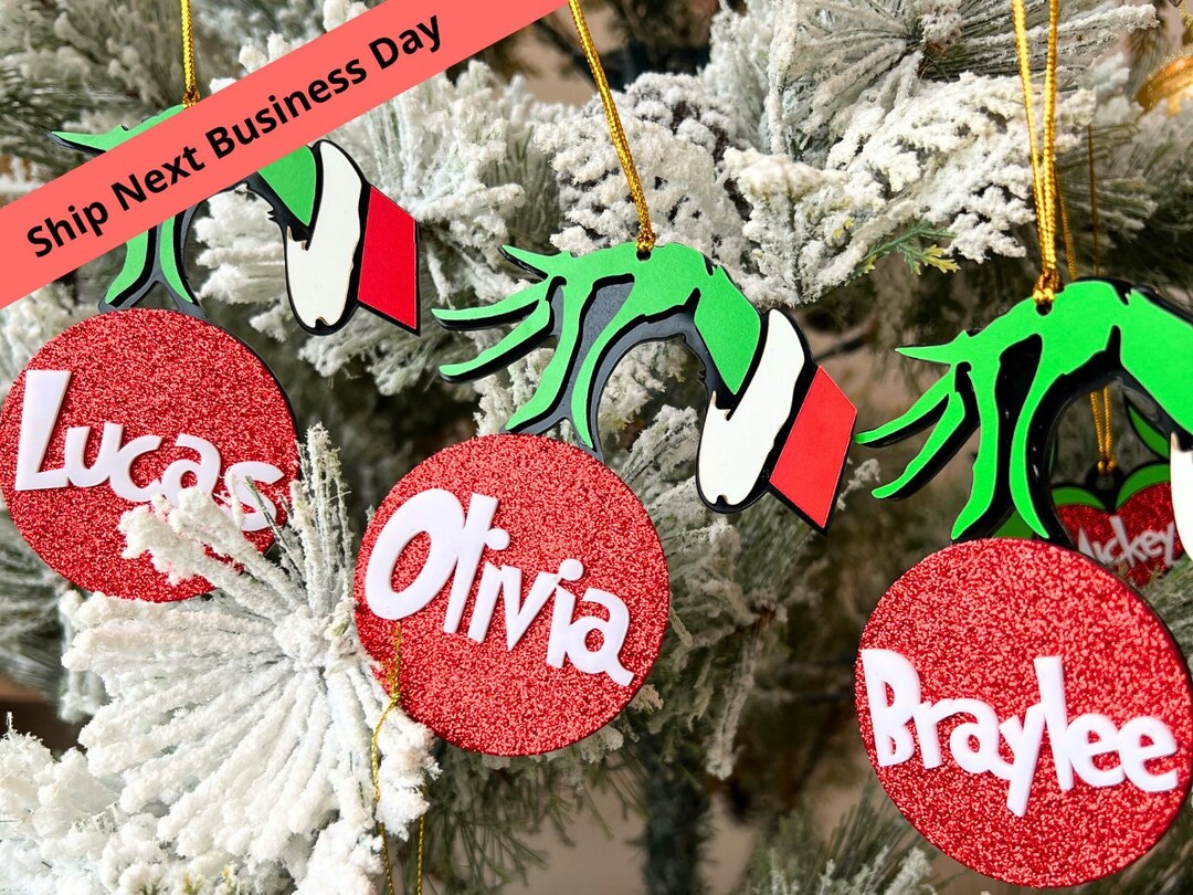 Personalized Grinch Hand Ornament Grinch Ornament Grinch Etsy UK