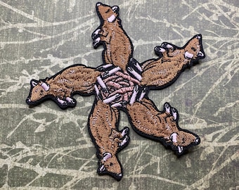 4” Rat King Embroidered iron on patch for denim battle jacket crust punk rat patch for goth gift funny rats tied patch iron on gift emo