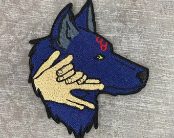 3.5” Devil Dogs Embroidered Iron on Patch Anime JJK Appliqué Embroidered Demon Dogs Hands Sorcerer Anime Patch for Denim Jacket Iron on