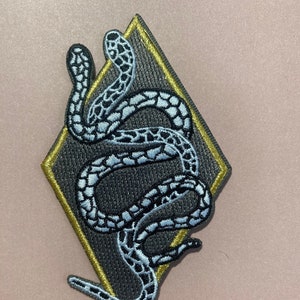 4” Snakes Intertwined Iron on Patch Black and White Snakes with Gold Patch for Denim Jacket for Creepy Patch Embroidered Snake Appliqué