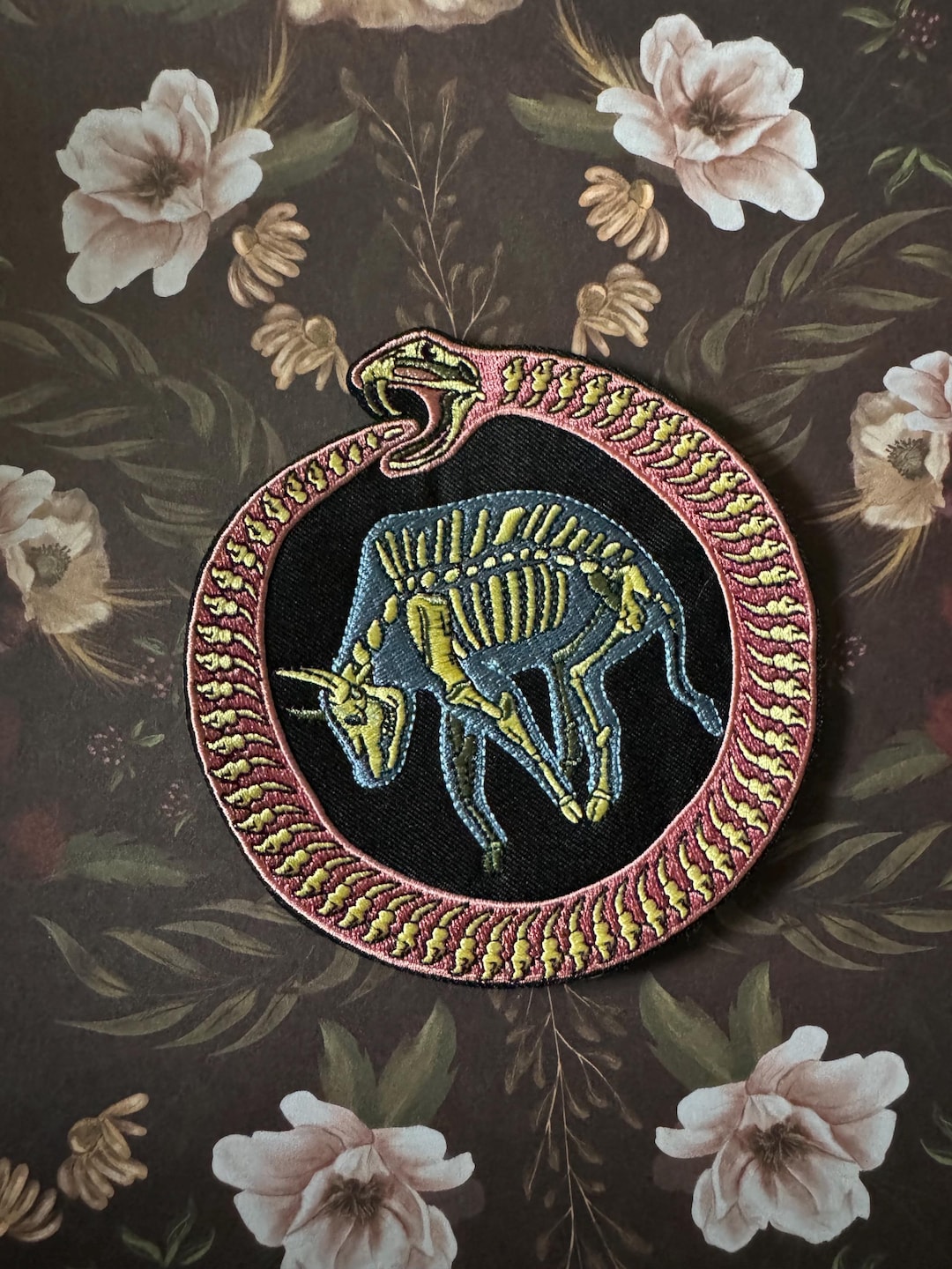 Oddity Patch Rome 5” Ouroboros Skeleton Iron on Patch for Denim Jacket Punk Bones Occult ...