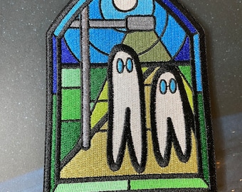 5” Fresno Nightcrawlers Stained Glass Iron on Patch Cryptid Embroidery for Iron on Jacket for Goth Creepy Gift Cryptid Iron on Appliqué Moth