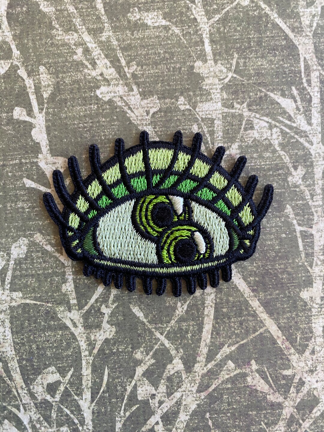 2” Double Pupil Eye Iron on Patch Creepy Eyeball Occult Funny Green ...
