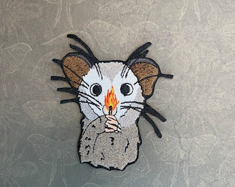 3” Possum with a Match Iron on Patch for Denim Jacket Appalachian Critter Embroidery Opossum Gift Wildlife Nature Unhinged Funny Patch