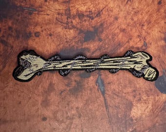 5” Bone with Barbed Wire Iron on Patch for Denim Jacket Punk Battle Grunge Goth Femur Chains Southern Gothic For Pants Embroidered Patches